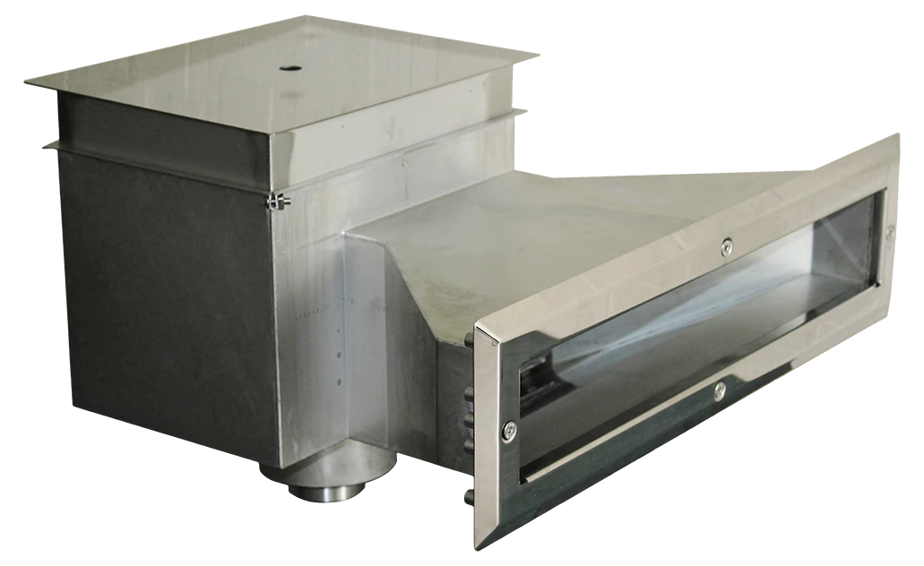 Скиммер нерж. с узкой горловиной 25м2, под пленку, AISI 304, арт. Р3-13.1